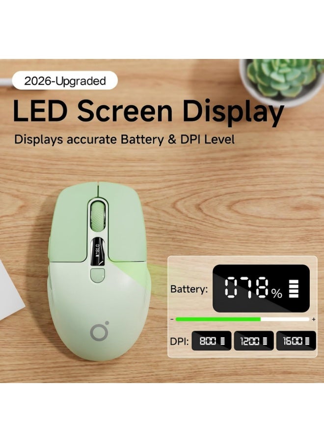 Eweadn Wireless Bluetooth Mouse With Battery & DPI LED Screen Display,BT & 2.4G Silent,Quiet Click,Portable Computer Accessories For Laptop/PC/Mac(Green) - Image 2